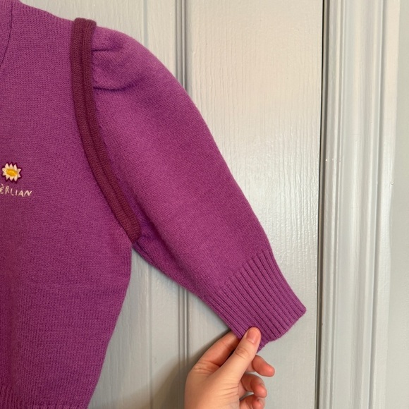 Herlian Daisy Cropped Short Cardigan Sweater‎ Sz S Purple Knit  Feminine Dainty - Picture 9 of 14